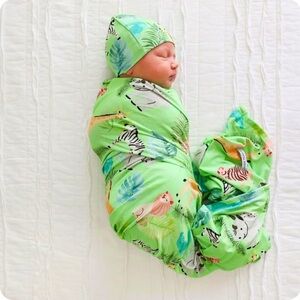 Posh Peanut Safari Swaddle and Beanie Set NWOB